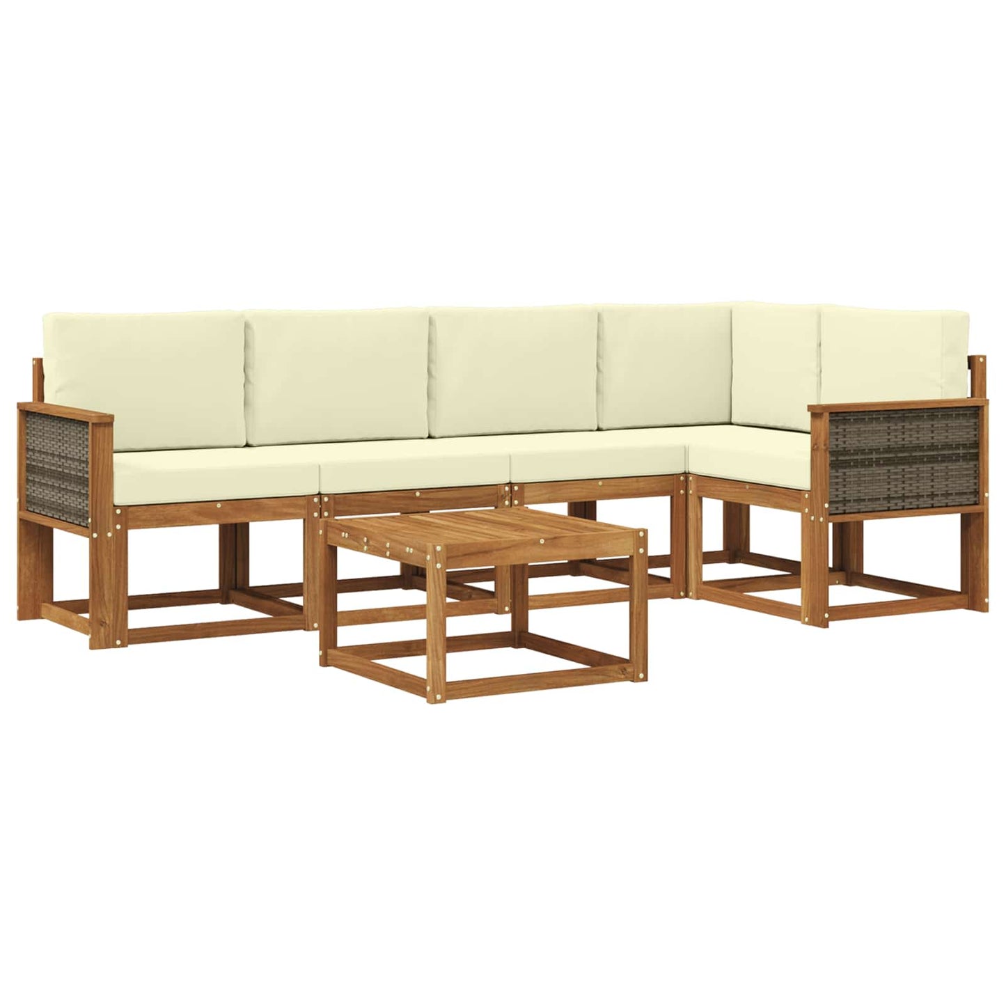 vidaXL Σειρά Καναπέ Εξωτερικού με μαξιλάρι 6 pcs Φυσικό και Κρέμα