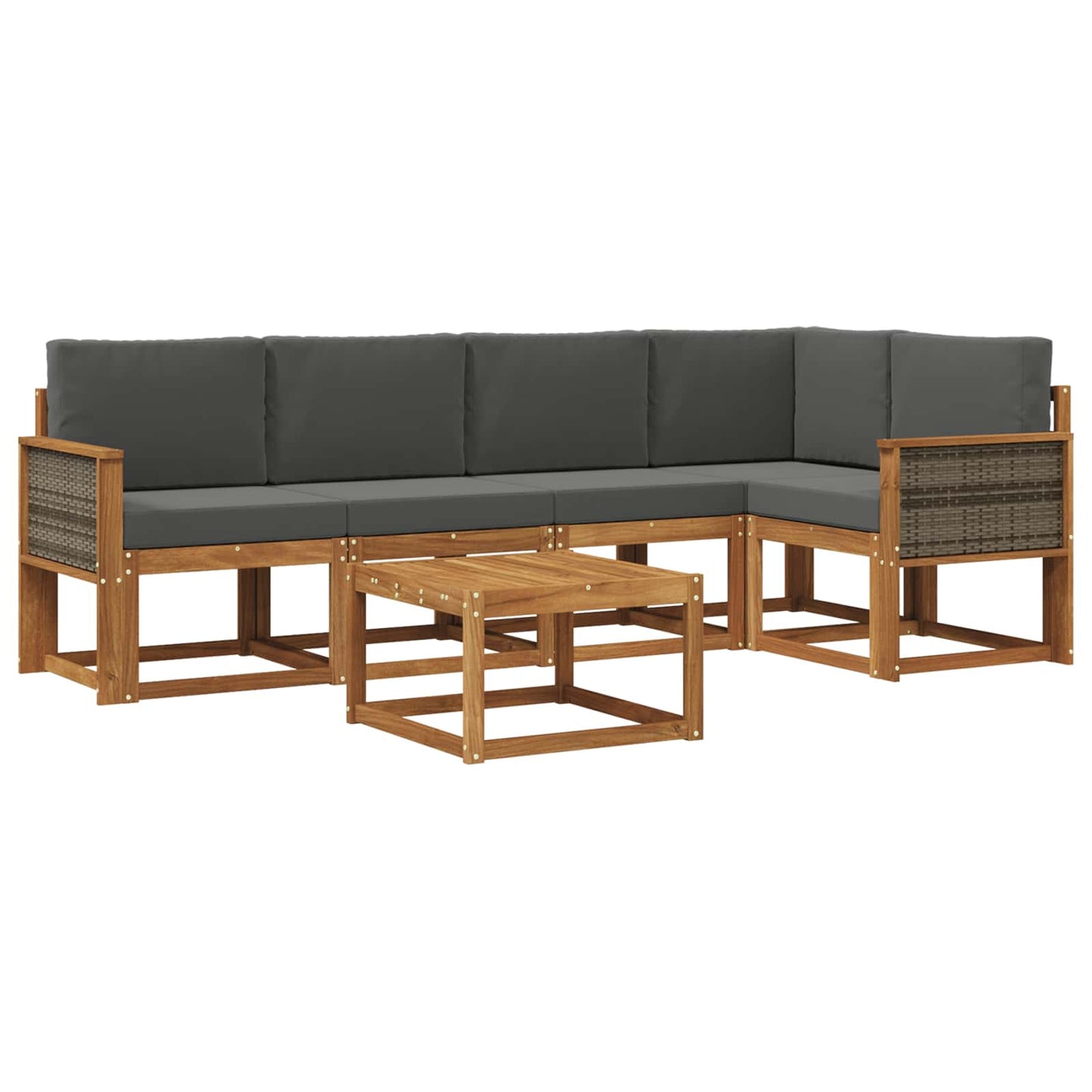 vidaXL Σειρά Καναπέ Εξωτερικού με μαξιλάρι 6 pcs Φυσικό και Ανθρακί