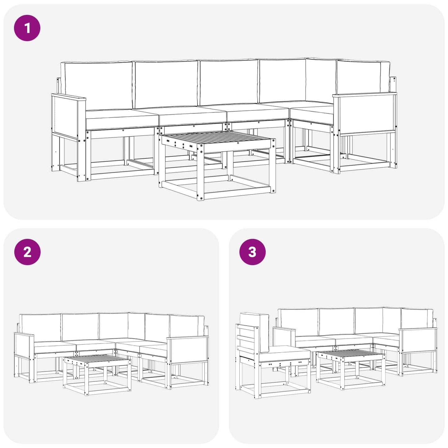 vidaXL Σειρά Καναπέ Εξωτερικού με μαξιλάρι 6 pcs Φυσικό και Μπεζ