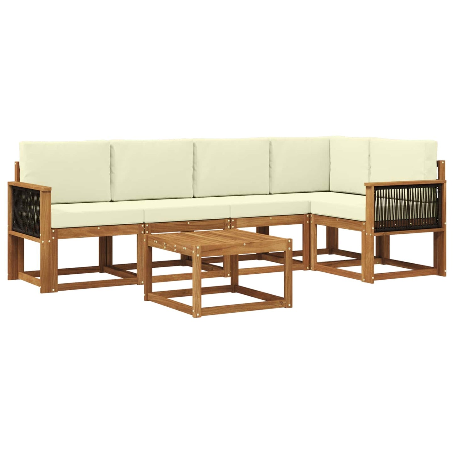 vidaXL Σειρά Καναπέ Εξωτερικού με μαξιλάρι 6 pcs Φυσικό και Κρέμα