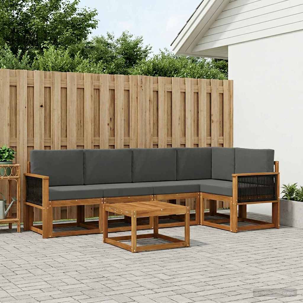 vidaXL Σειρά Καναπέ Εξωτερικού με μαξιλάρι 6 pcs Φυσικό και Ανθρακί