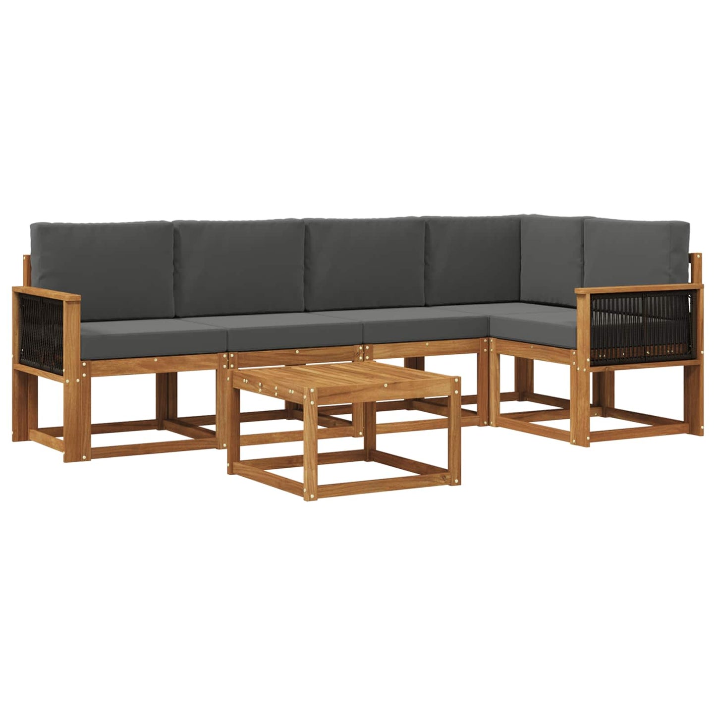 vidaXL Σειρά Καναπέ Εξωτερικού με μαξιλάρι 6 pcs Φυσικό και Ανθρακί