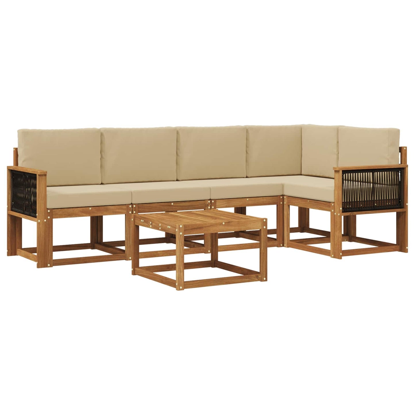 vidaXL Σειρά Καναπέ Εξωτερικού με μαξιλάρι 6 pcs Φυσικό και Μπεζ