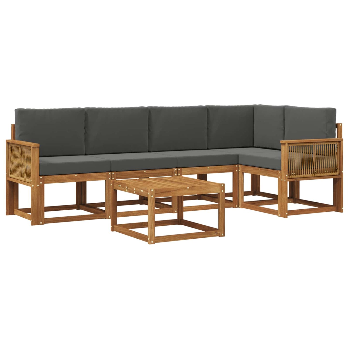 vidaXL Σειρά Καναπέ Εξωτερικού με μαξιλάρι 6 pcs Φυσικό και Ανθρακί