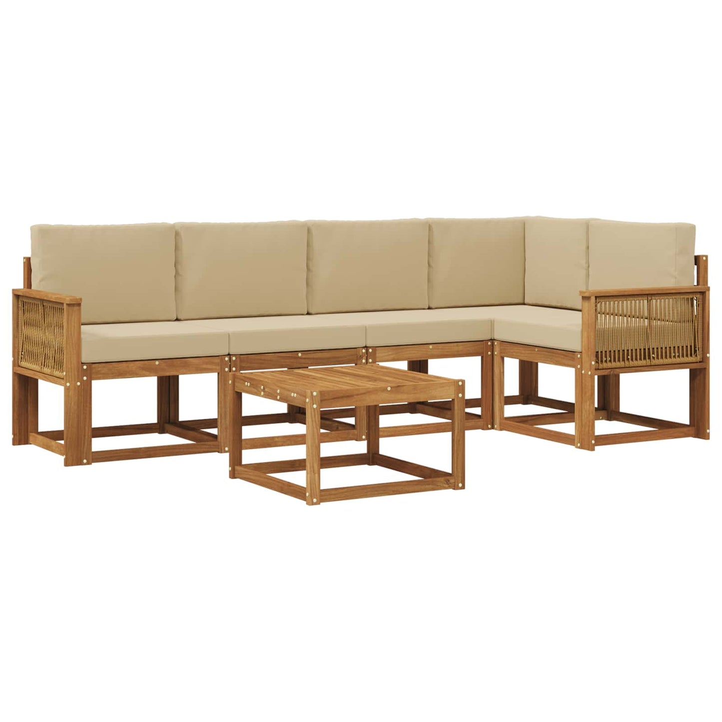 vidaXL Σειρά Καναπέ Εξωτερικού με μαξιλάρι 6 pcs Φυσικό και Μπεζ