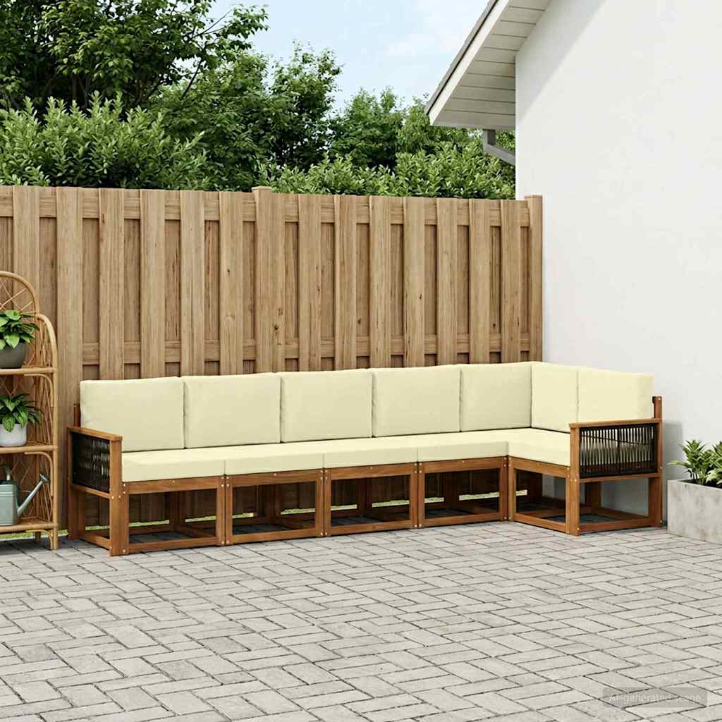 vidaXL Σειρά Καναπέ Εξωτερικού 6 pcs Φυσικό και Κρέμα Πολυεστέρας