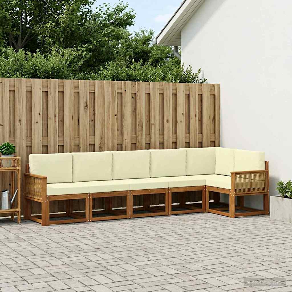vidaXL Σειρά Καναπέ Εξωτερικού 6 pcs Φυσικό και Κρέμα Πολυεστέρας