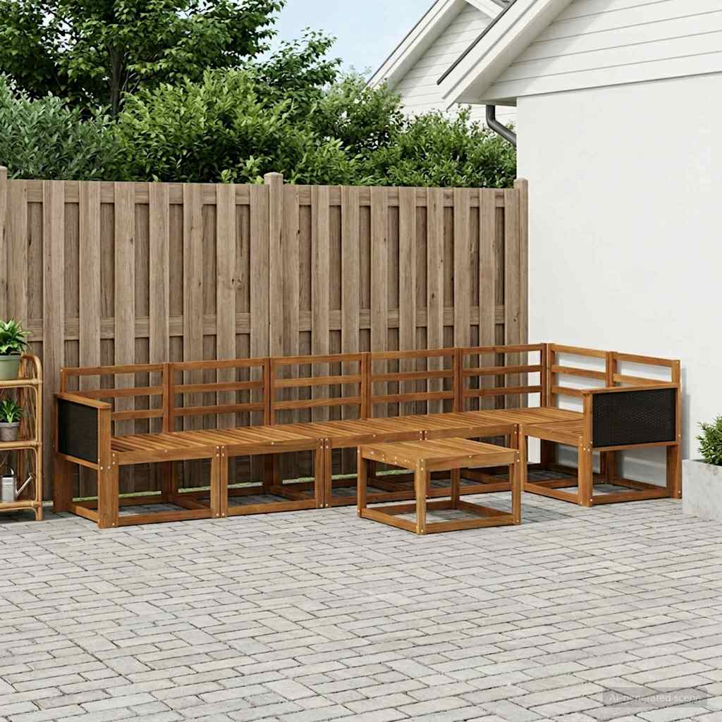 vidaXL Σειρά Καναπέ Εξωτερικού 7 pcs Φυσικό Στερεό Ξύλο Ακακίας