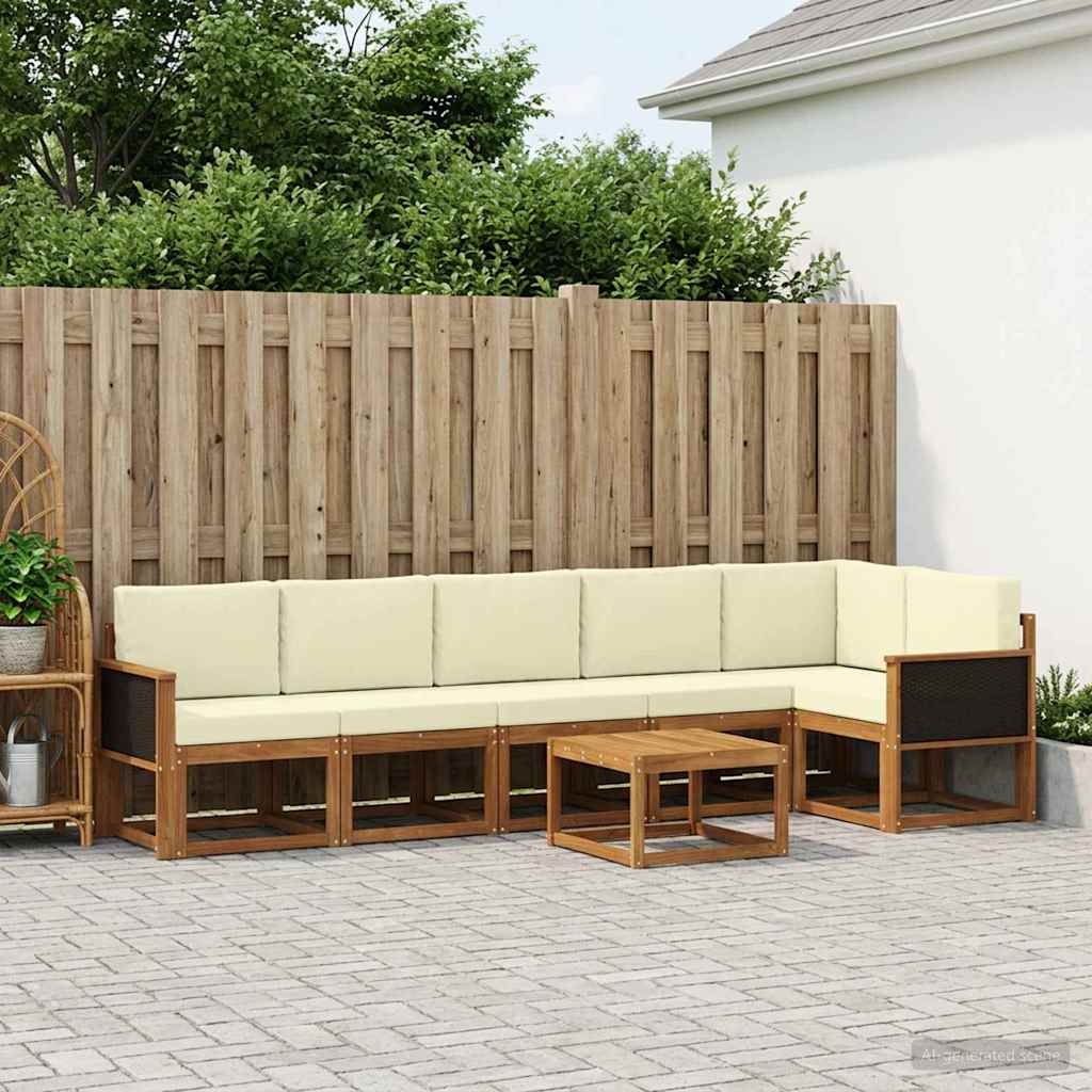 vidaXL Σειρά Καναπέ Εξωτερικού 7 pcs Φυσικό και Κρέμα Πολυεστέρας