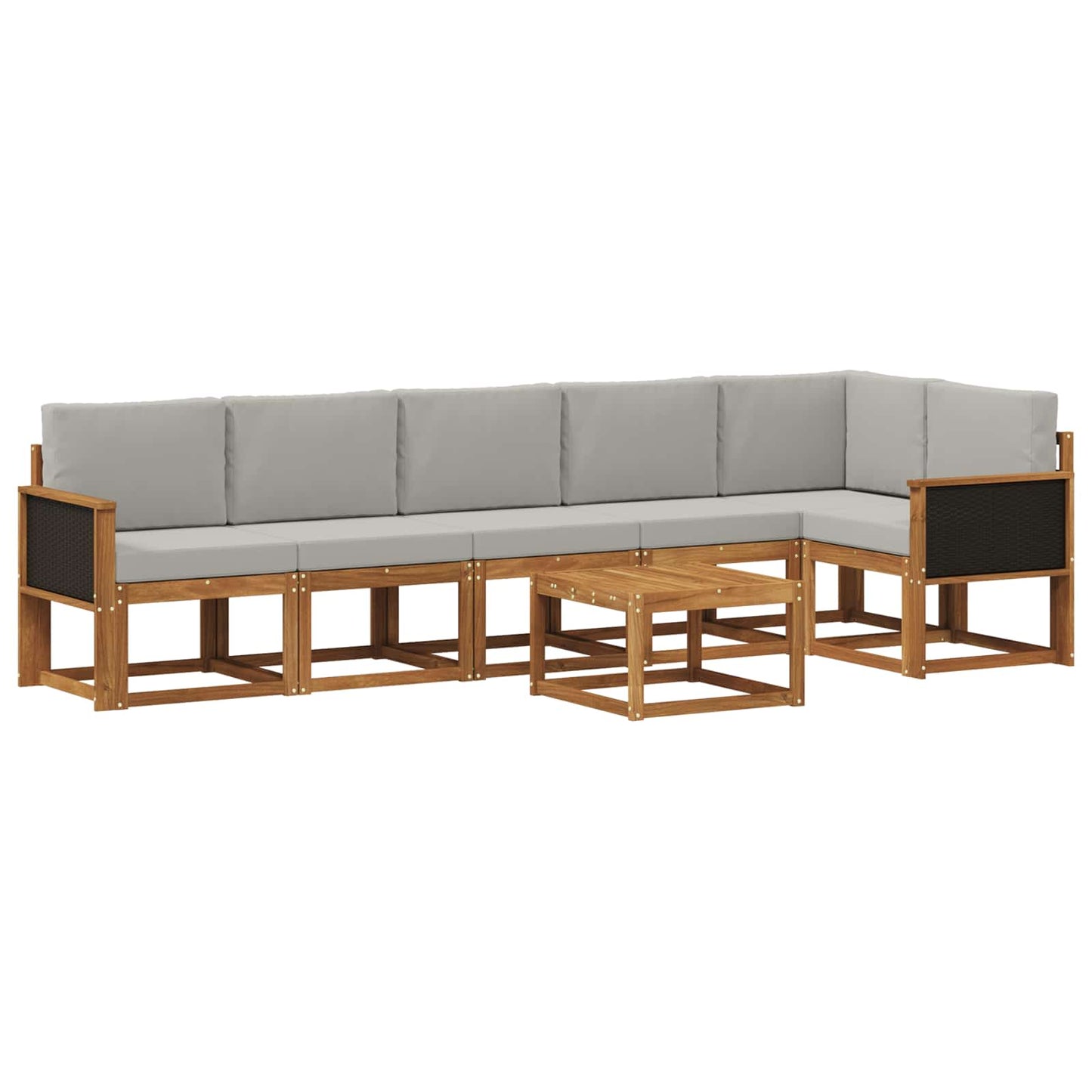vidaXL Σειρά Καναπέ Εξωτερικού 7 pcs Φυσικό και Ανοιχτό Γκρι