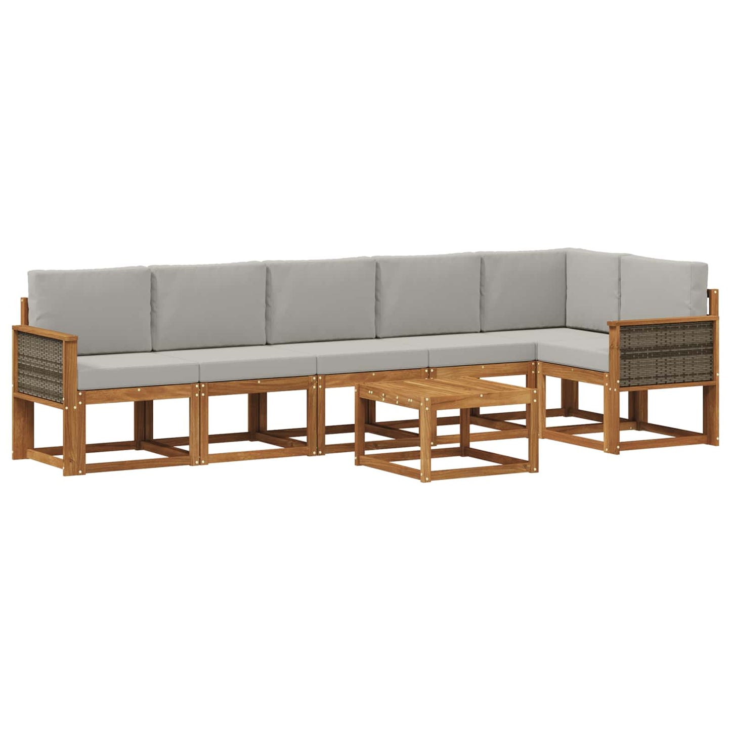 vidaXL Σειρά Καναπέ Εξωτερικού 7 pcs Φυσικό και Ανοιχτό Γκρι
