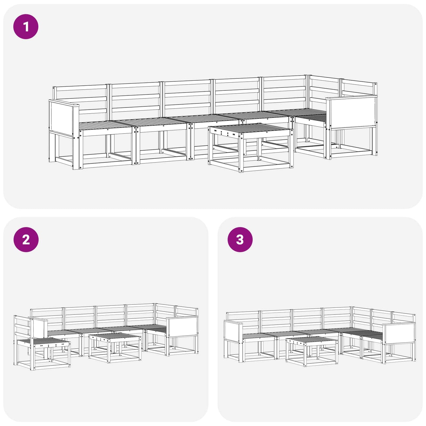 vidaXL Σειρά Καναπέ Εξωτερικού 7 pcs Φυσικό Στερεό Ξύλο Ακακίας