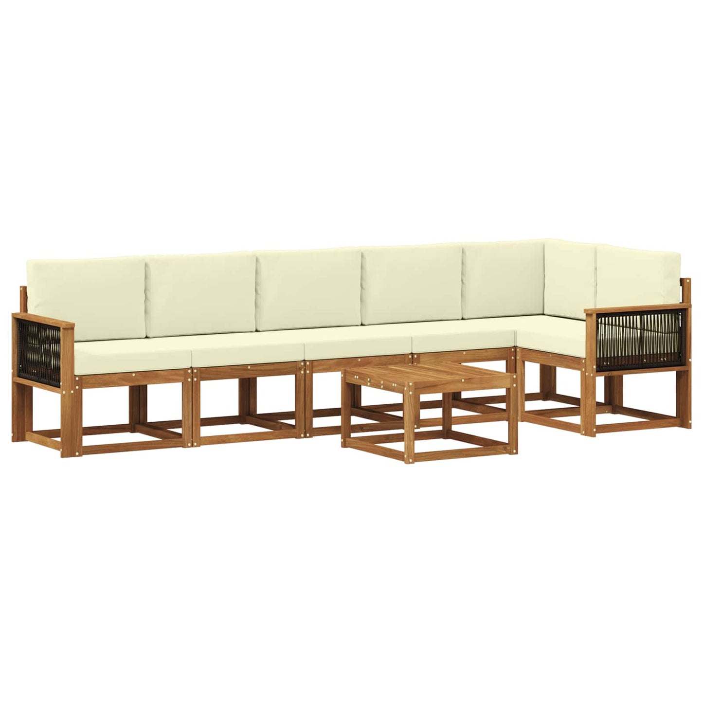 vidaXL Σειρά Καναπέ Εξωτερικού 7 pcs Φυσικό και Κρέμα Πολυεστέρας