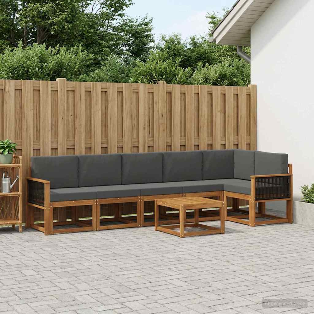 vidaXL Σειρά Καναπέ Εξωτερικού 7 pcs Φυσικό και Ανθρακί Πολυεστέρας