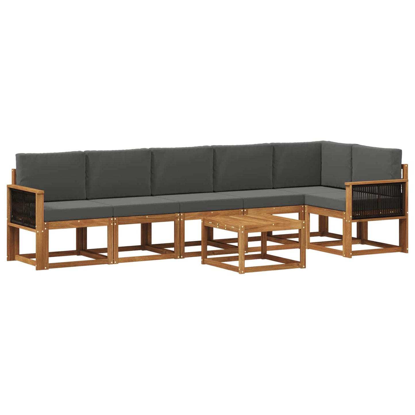 vidaXL Σειρά Καναπέ Εξωτερικού 7 pcs Φυσικό και Ανθρακί Πολυεστέρας
