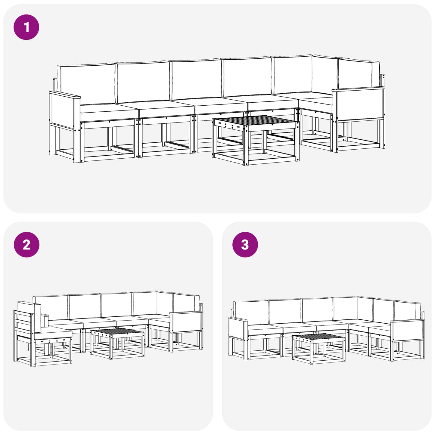 vidaXL Σειρά Καναπέ Εξωτερικού 7 pcs Φυσικό και Ανθρακί Πολυεστέρας