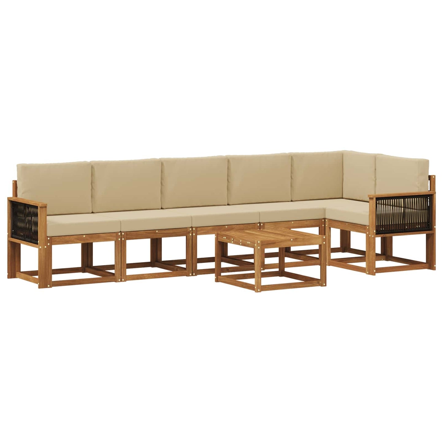 vidaXL Σειρά Καναπέ Εξωτερικού 7 pcs Φυσικό και Μπεζ Πολυεστέρας