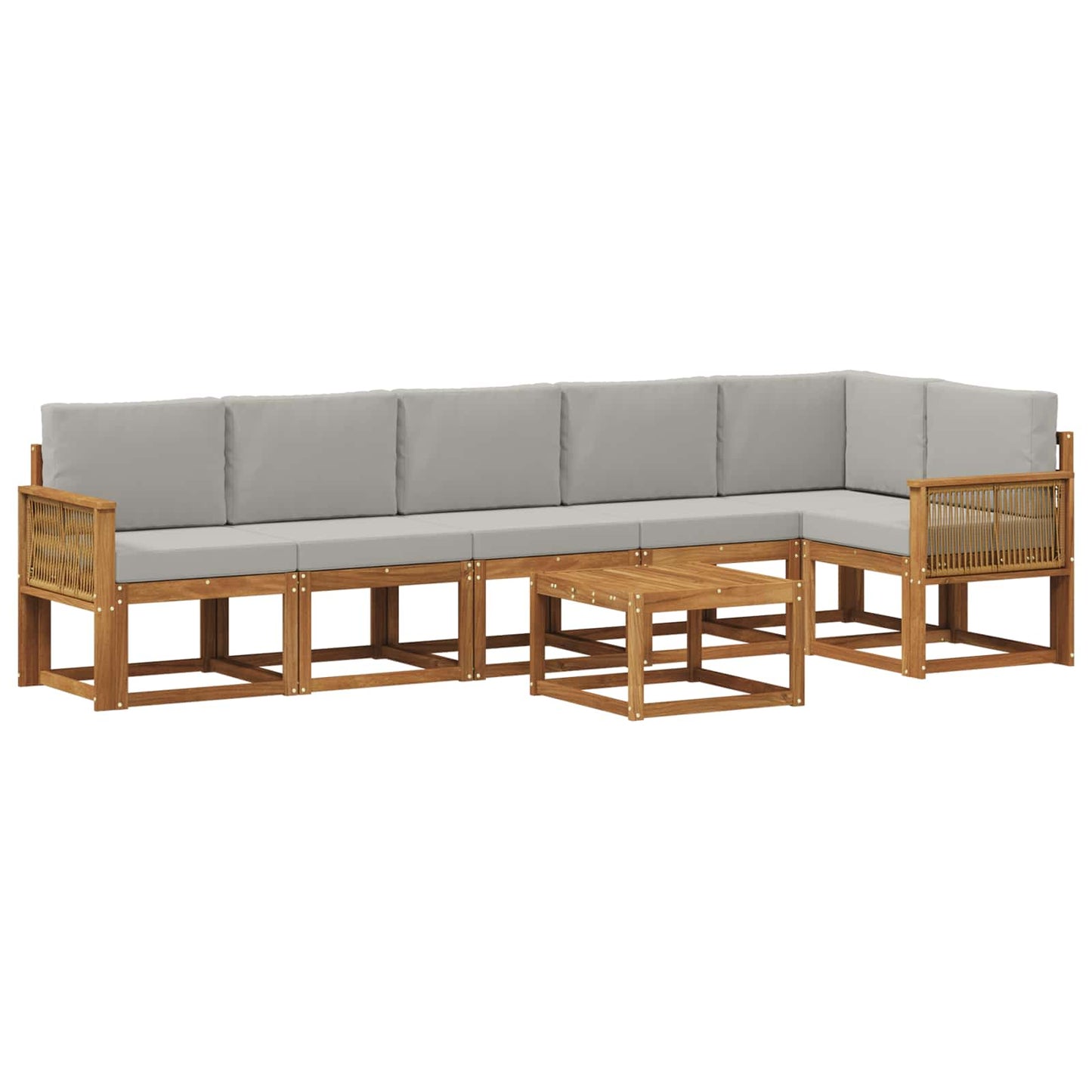 vidaXL Σειρά Καναπέ Εξωτερικού 7 pcs Φυσικό και Ανοιχτό Γκρι