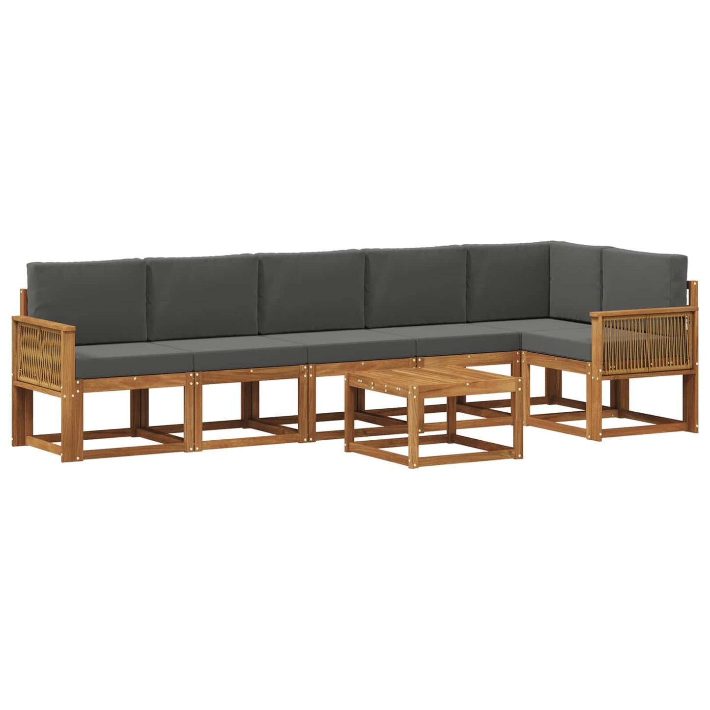 vidaXL Σειρά Καναπέ Εξωτερικού 7 pcs Φυσικό και Ανθρακί Πολυεστέρας