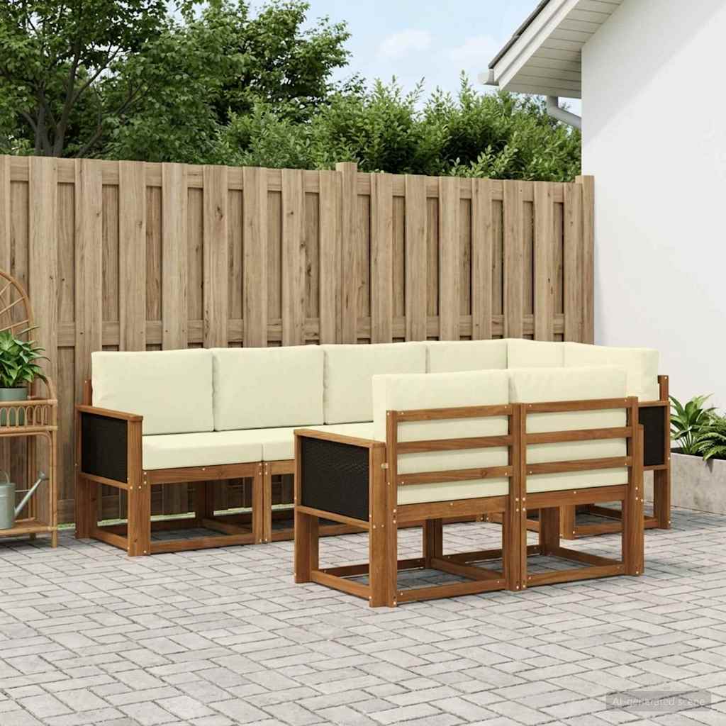 vidaXL Σειρά Καναπέ Εξωτερικού 7 pcs Φυσικό και Κρέμα Πολυεστέρας