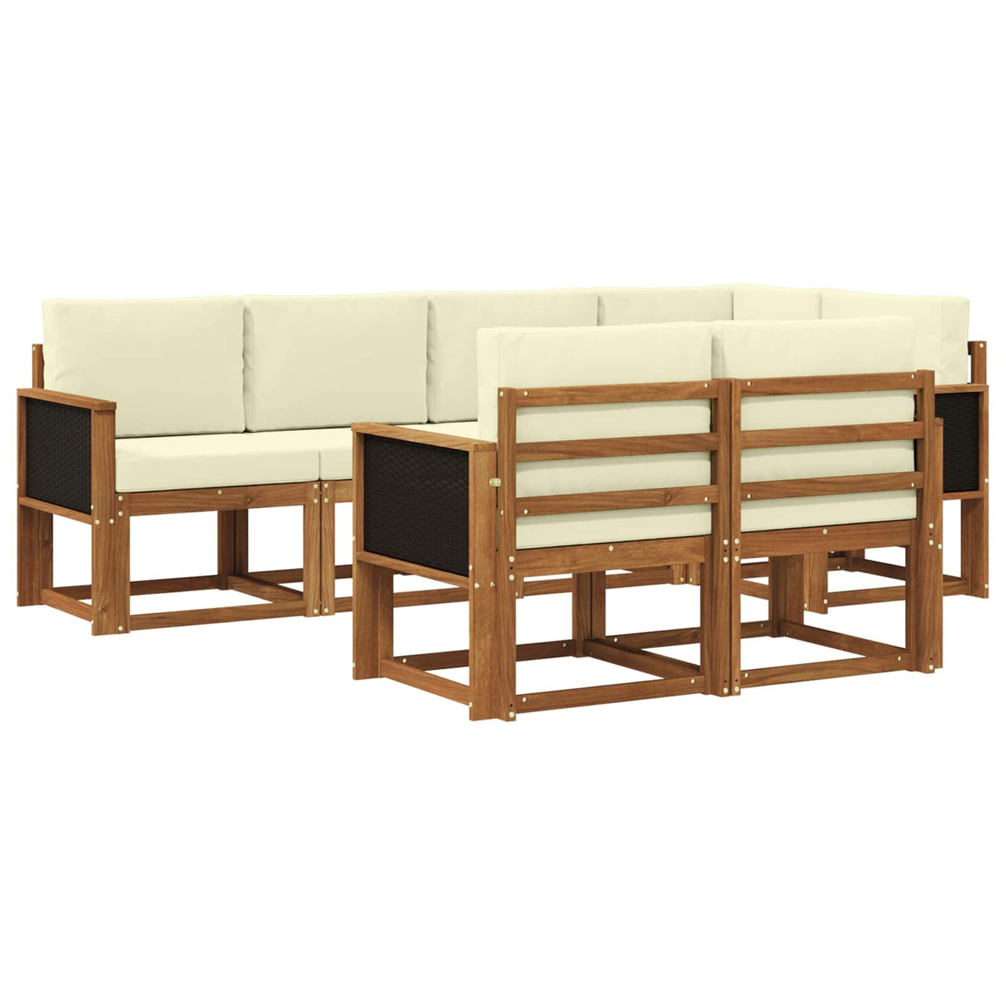 vidaXL Σειρά Καναπέ Εξωτερικού 7 pcs Φυσικό και Κρέμα Πολυεστέρας