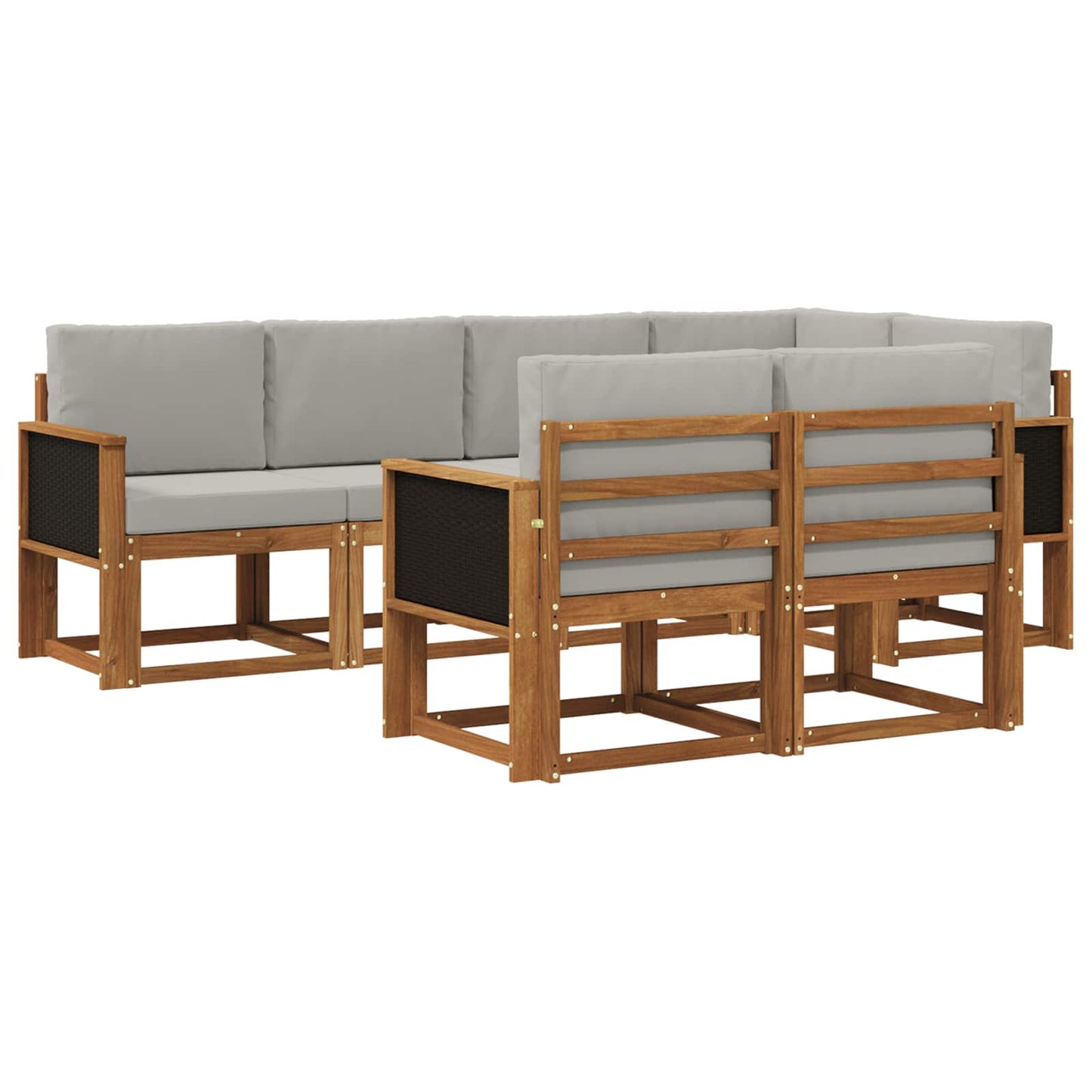 vidaXL Σειρά Καναπέ Εξωτερικού 7 pcs Φυσικό και Ανοιχτό Γκρι