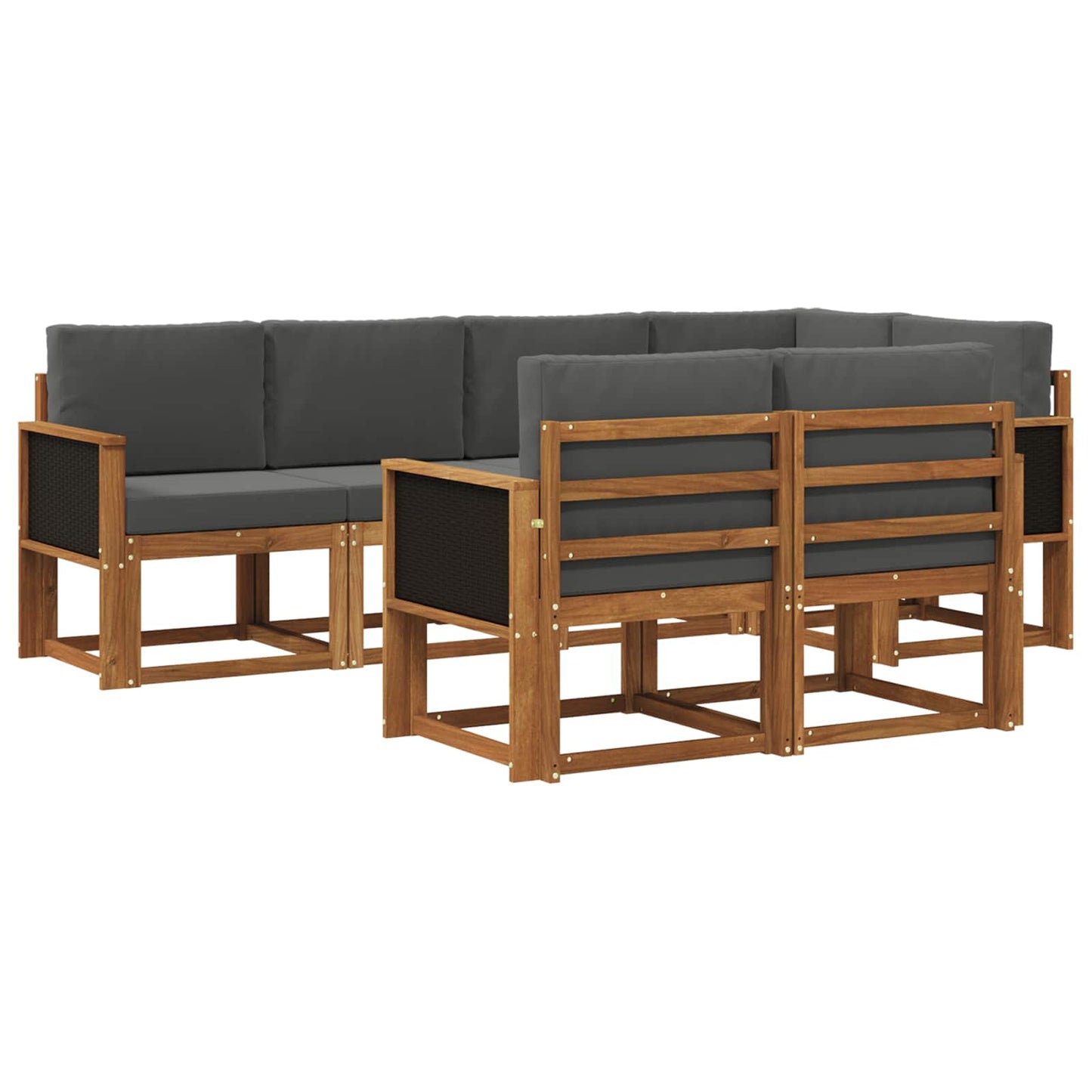vidaXL Σειρά Καναπέ Εξωτερικού 7 pcs Φυσικό και Ανθρακί Πολυεστέρας