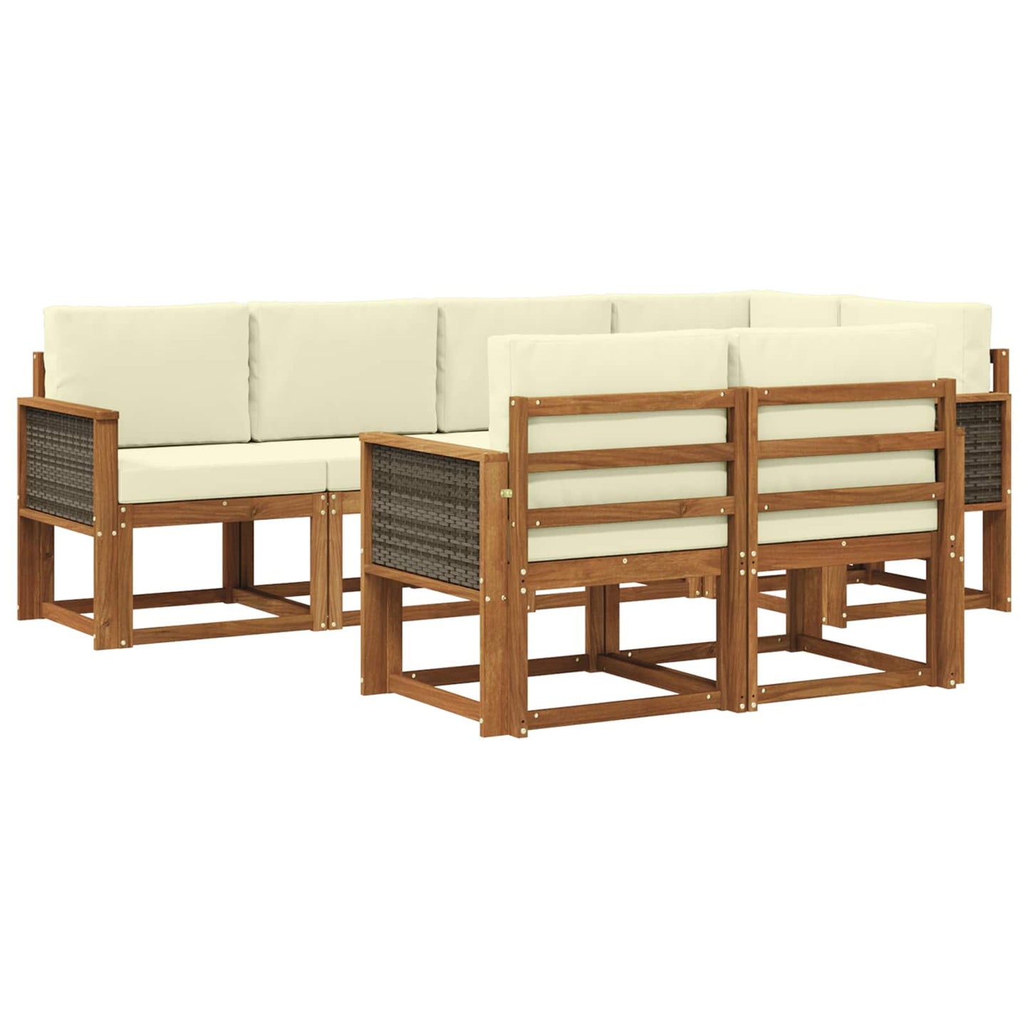 vidaXL Σειρά Καναπέ Εξωτερικού 7 pcs Φυσικό και Κρέμα Πολυεστέρας
