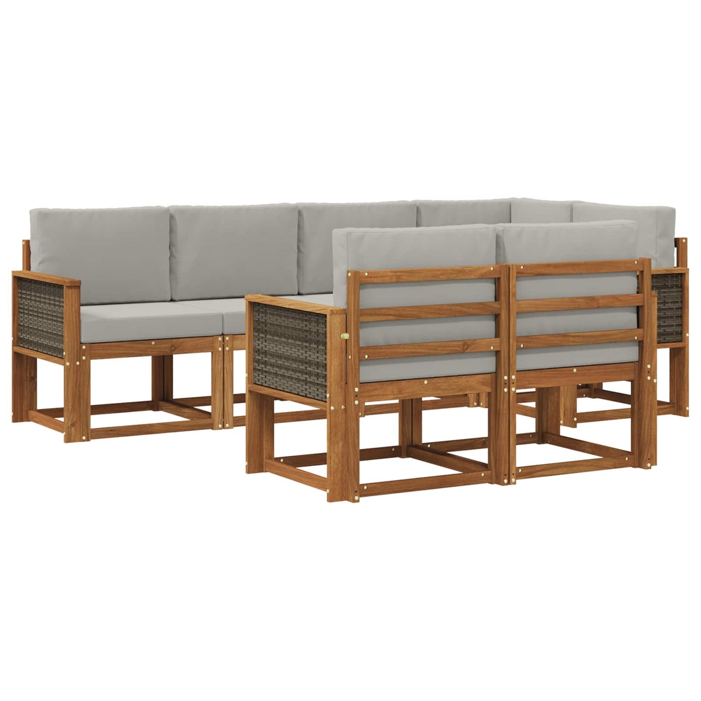 vidaXL Σειρά Καναπέ Εξωτερικού 7 pcs Φυσικό και Ανοιχτό Γκρι