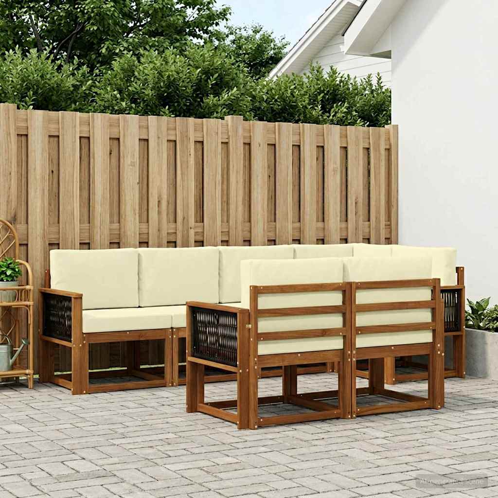 vidaXL Σειρά Καναπέ Εξωτερικού 7 pcs Φυσικό και Κρέμα Πολυεστέρας