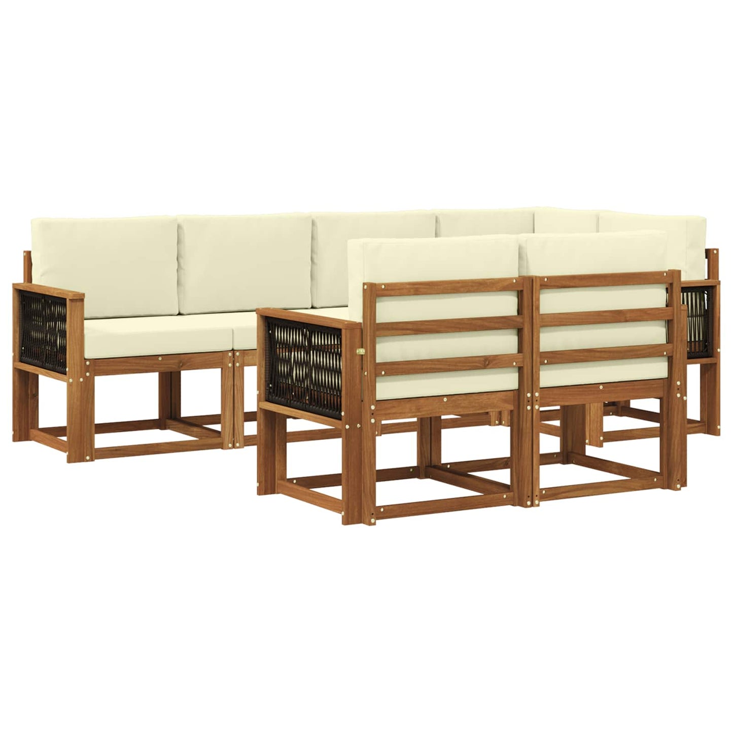 vidaXL Σειρά Καναπέ Εξωτερικού 7 pcs Φυσικό και Κρέμα Πολυεστέρας