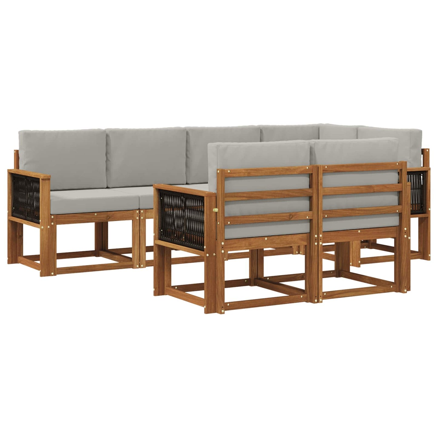 vidaXL Σειρά Καναπέ Εξωτερικού 7 pcs Φυσικό και Ανοιχτό Γκρι