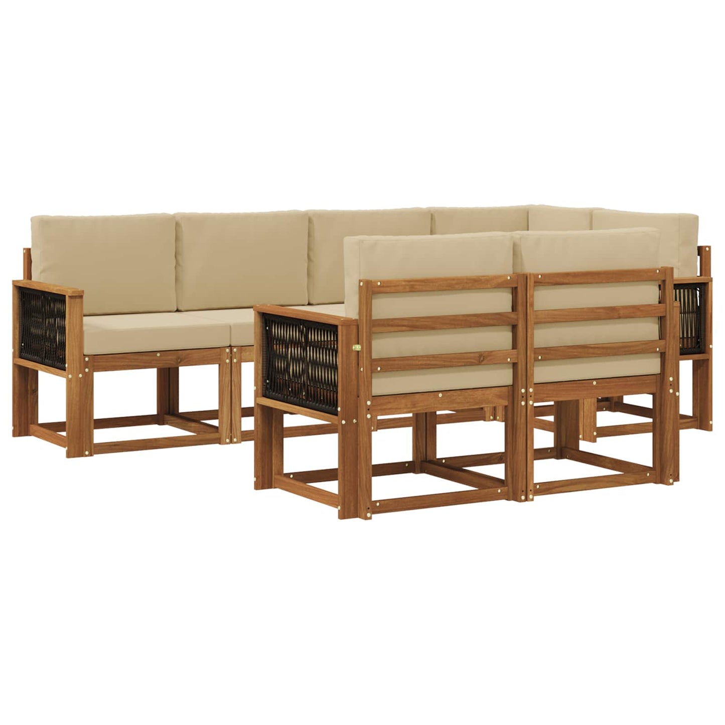vidaXL Σειρά Καναπέ Εξωτερικού 7 pcs Φυσικό και Μπεζ Πολυεστέρας