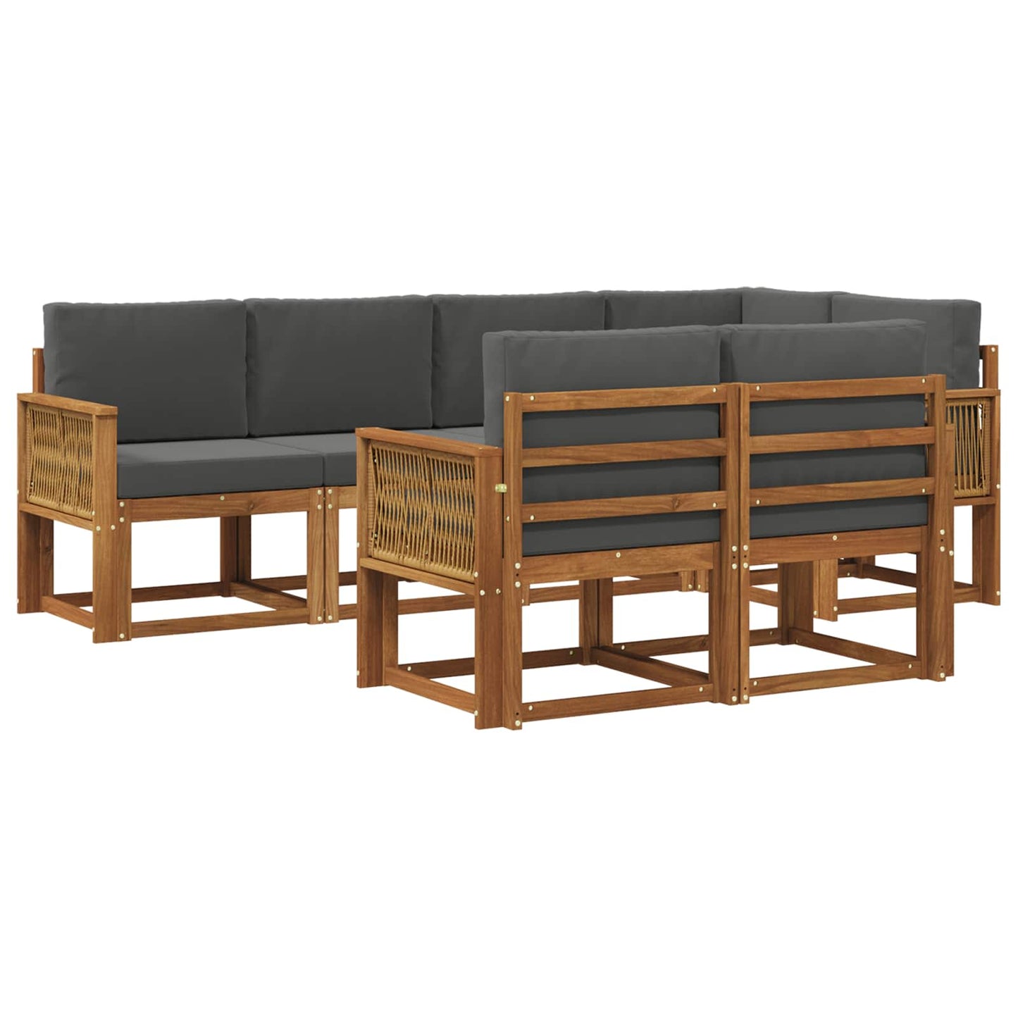 vidaXL Σειρά Καναπέ Εξωτερικού 7 pcs Φυσικό και Ανθρακί Πολυεστέρας