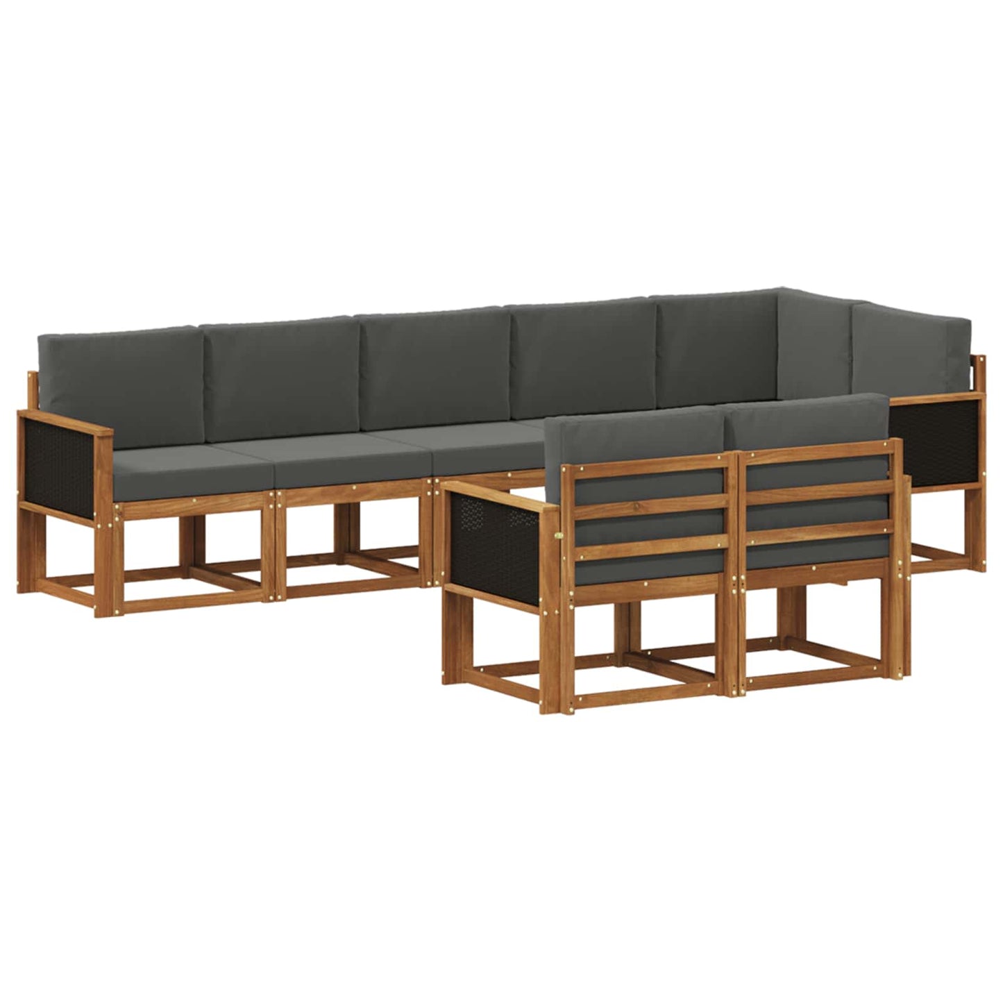 vidaXL Σειρά Καναπέ Εξωτερικού 8 pcs Φυσικό και Ανθρακί Πολυεστέρας