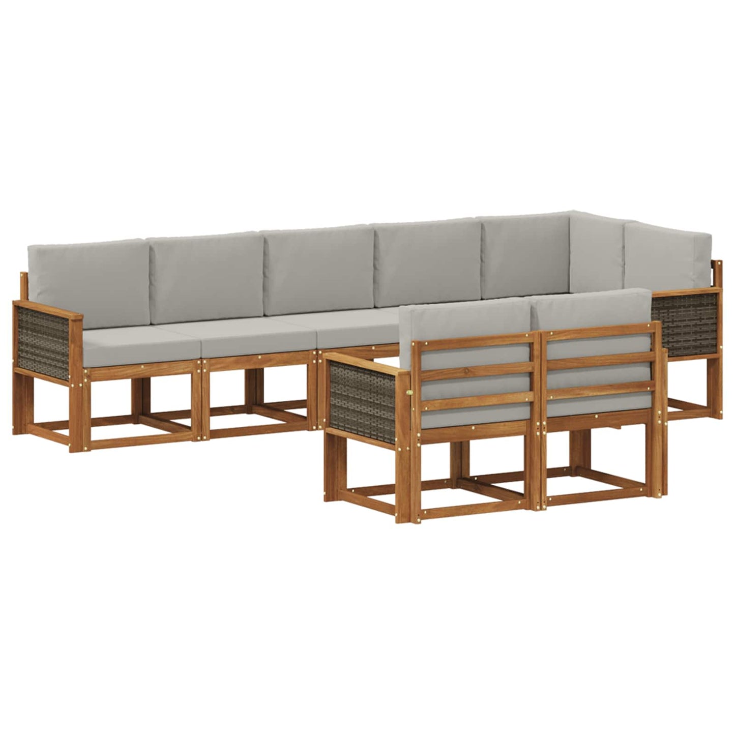 vidaXL Σειρά Καναπέ Εξωτερικού 8 pcs Φυσικό και Ανοιχτό Γκρι