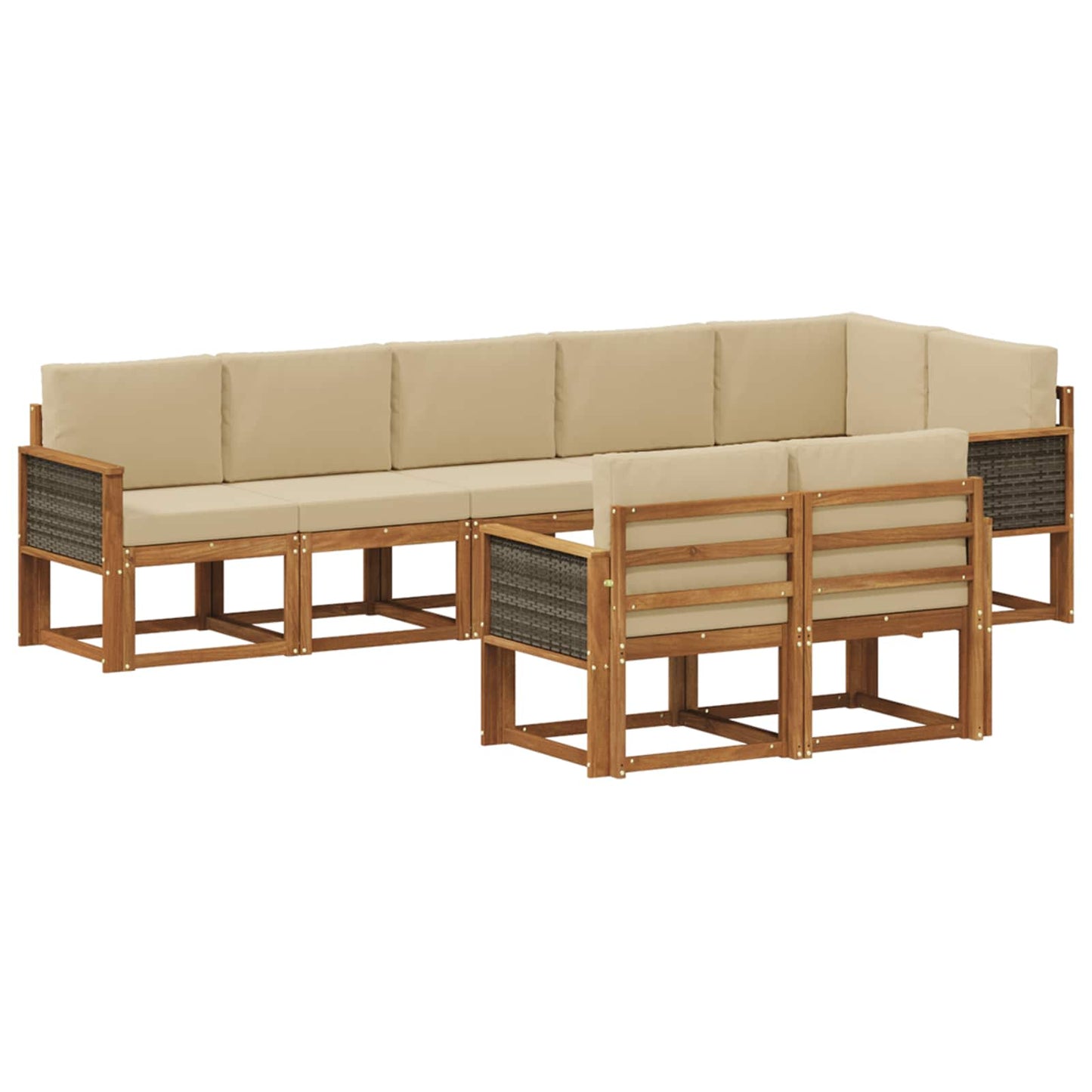 vidaXL Σειρά Καναπέ Εξωτερικού 8 pcs Φυσικό και Μπεζ Πολυεστέρας