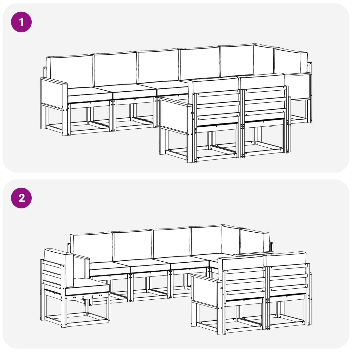 vidaXL Σειρά Καναπέ Εξωτερικού 8 pcs Φυσικό και Μπεζ Πολυεστέρας