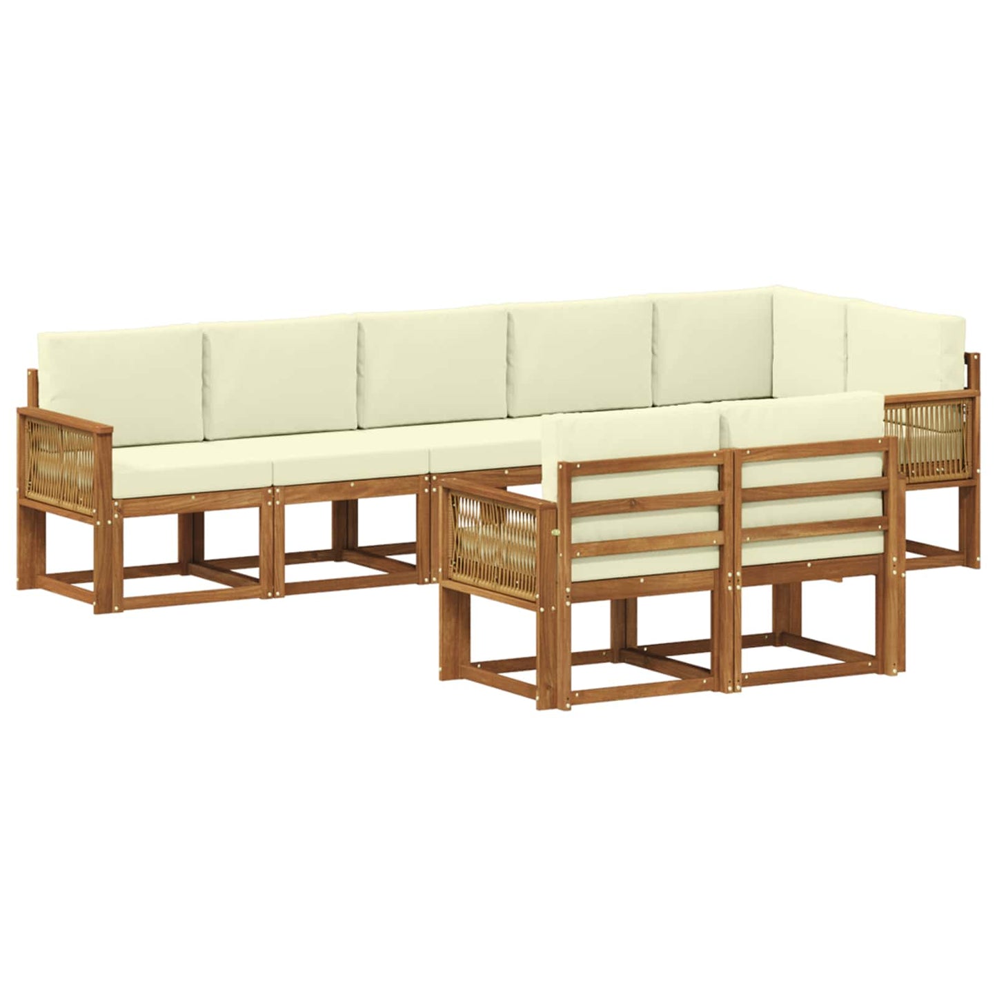 vidaXL Σειρά Καναπέ Εξωτερικού 8 pcs Φυσικό και Κρέμα Πολυεστέρας