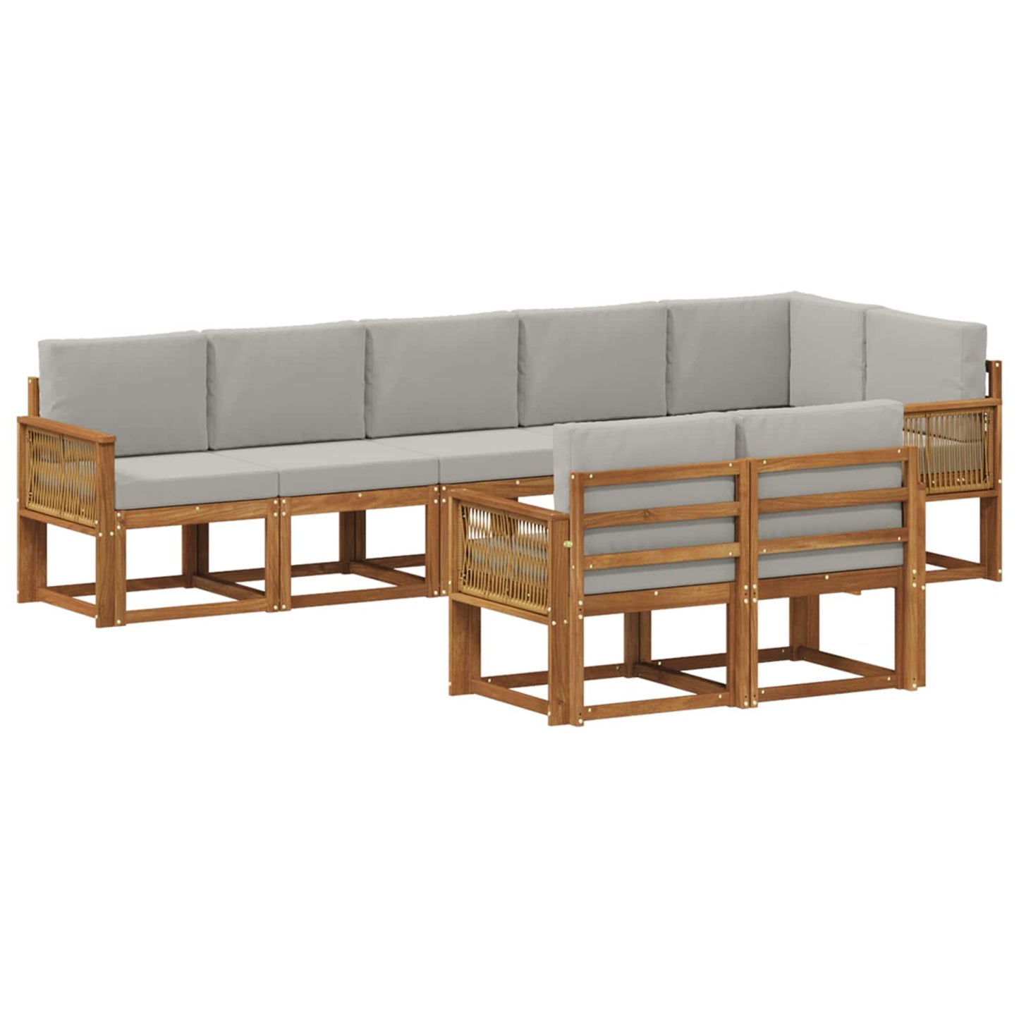 vidaXL Σειρά Καναπέ Εξωτερικού 8 pcs Φυσικό και Ανοιχτό Γκρι