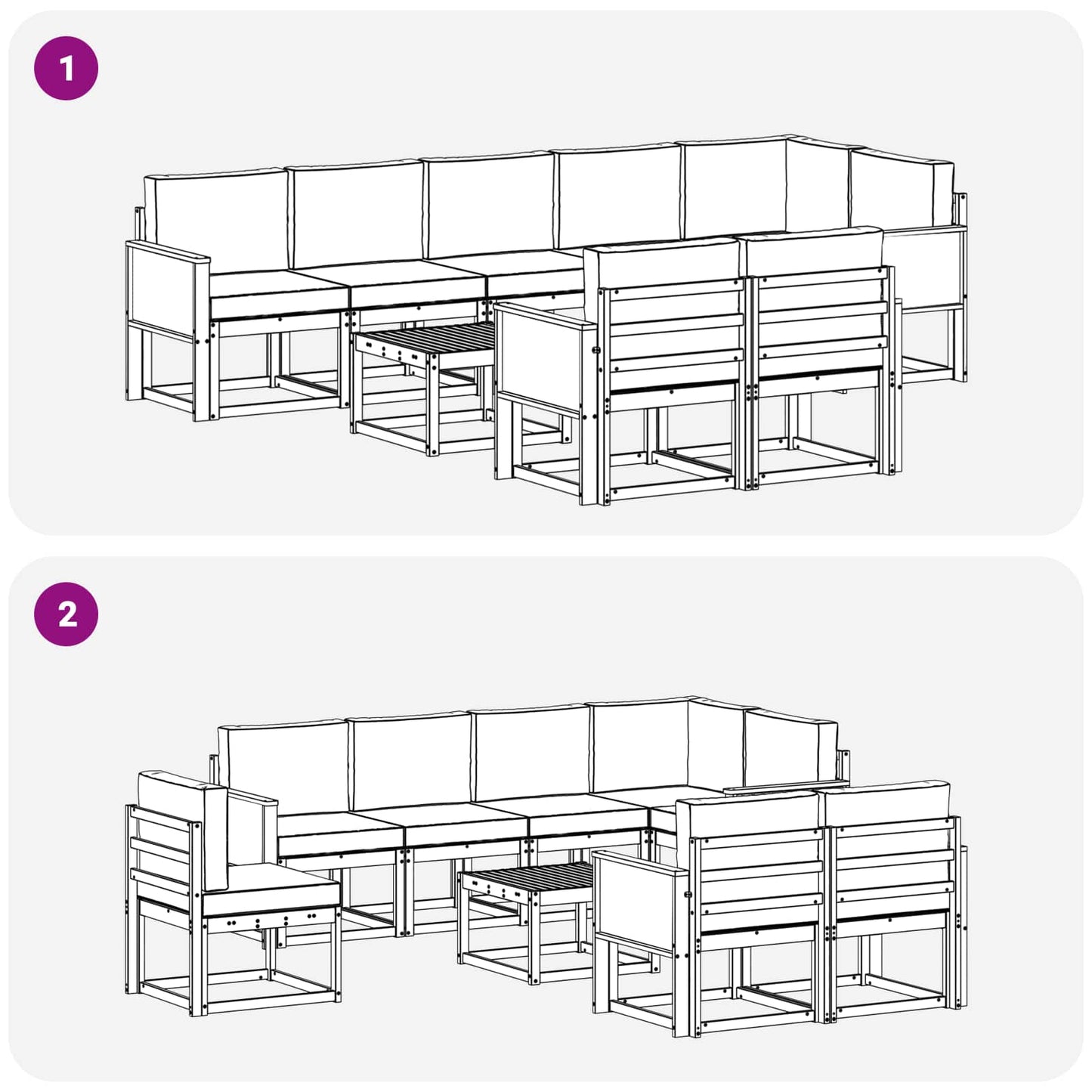 vidaXL Σειρά Καναπέ Εξωτερικού 9 pcs Φυσικό και Ανθρακί Πολυεστέρας
