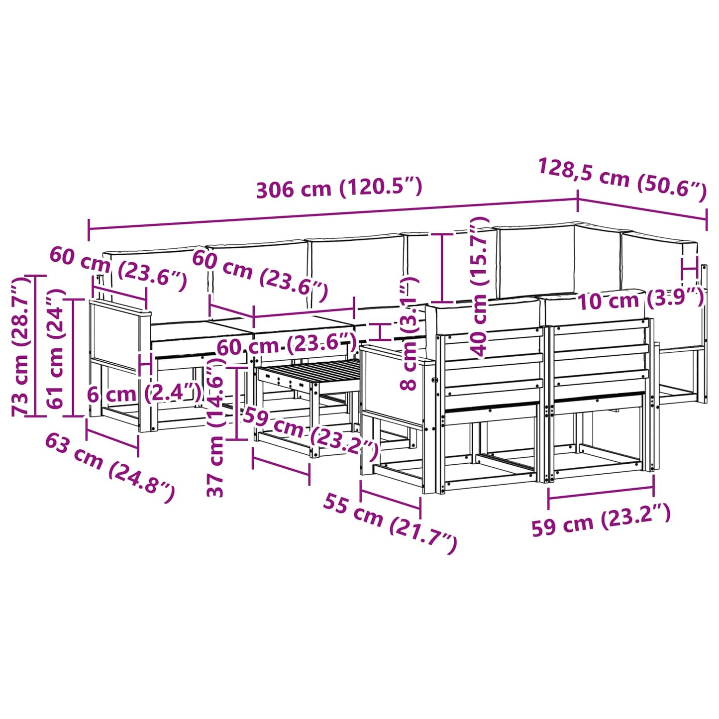 vidaXL Σειρά Καναπέ Εξωτερικού 9 pcs Φυσικό και Μπεζ Πολυεστέρας