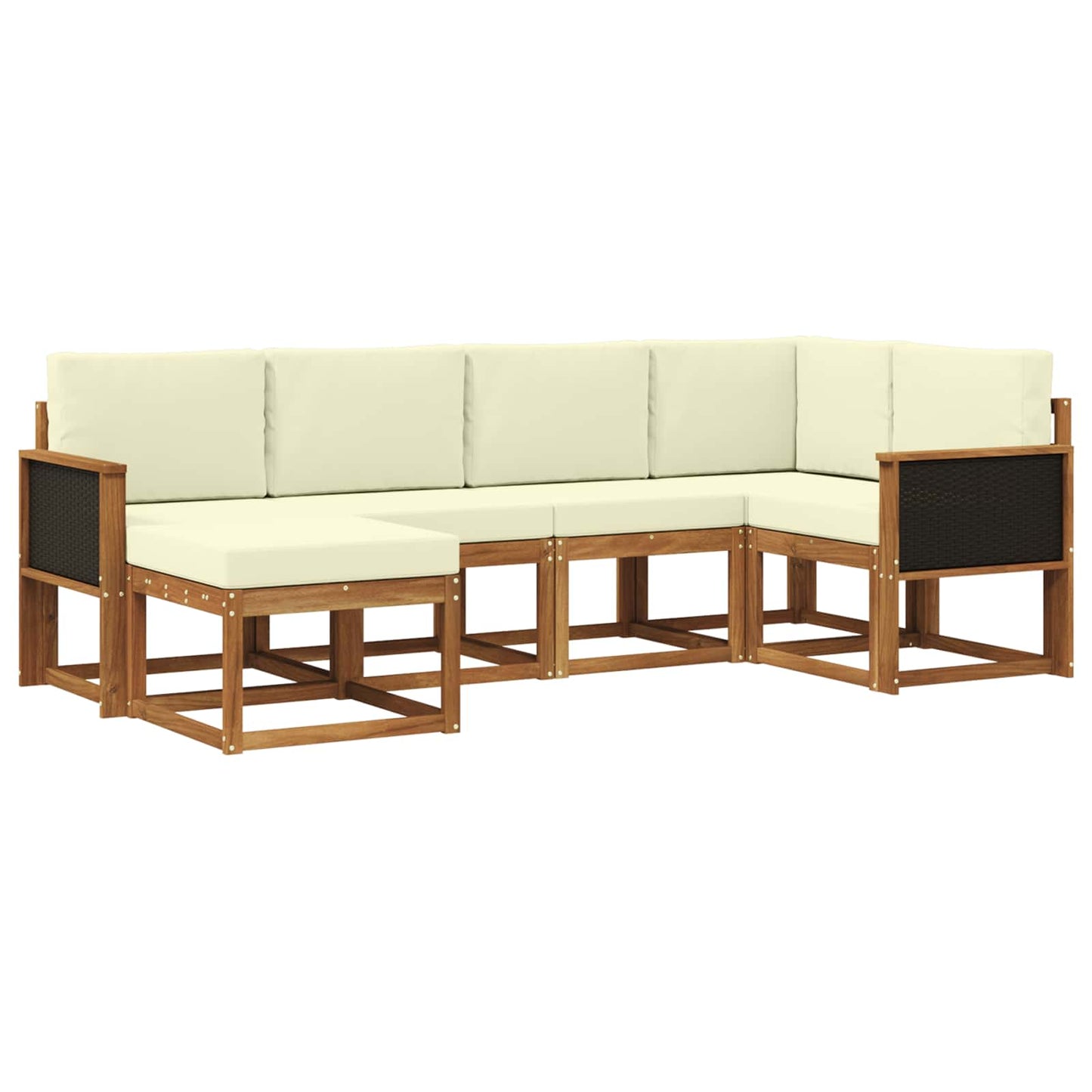 vidaXL Σειρά Καναπέ Εξωτερικού 6 pcs Φυσικό και Κρέμα