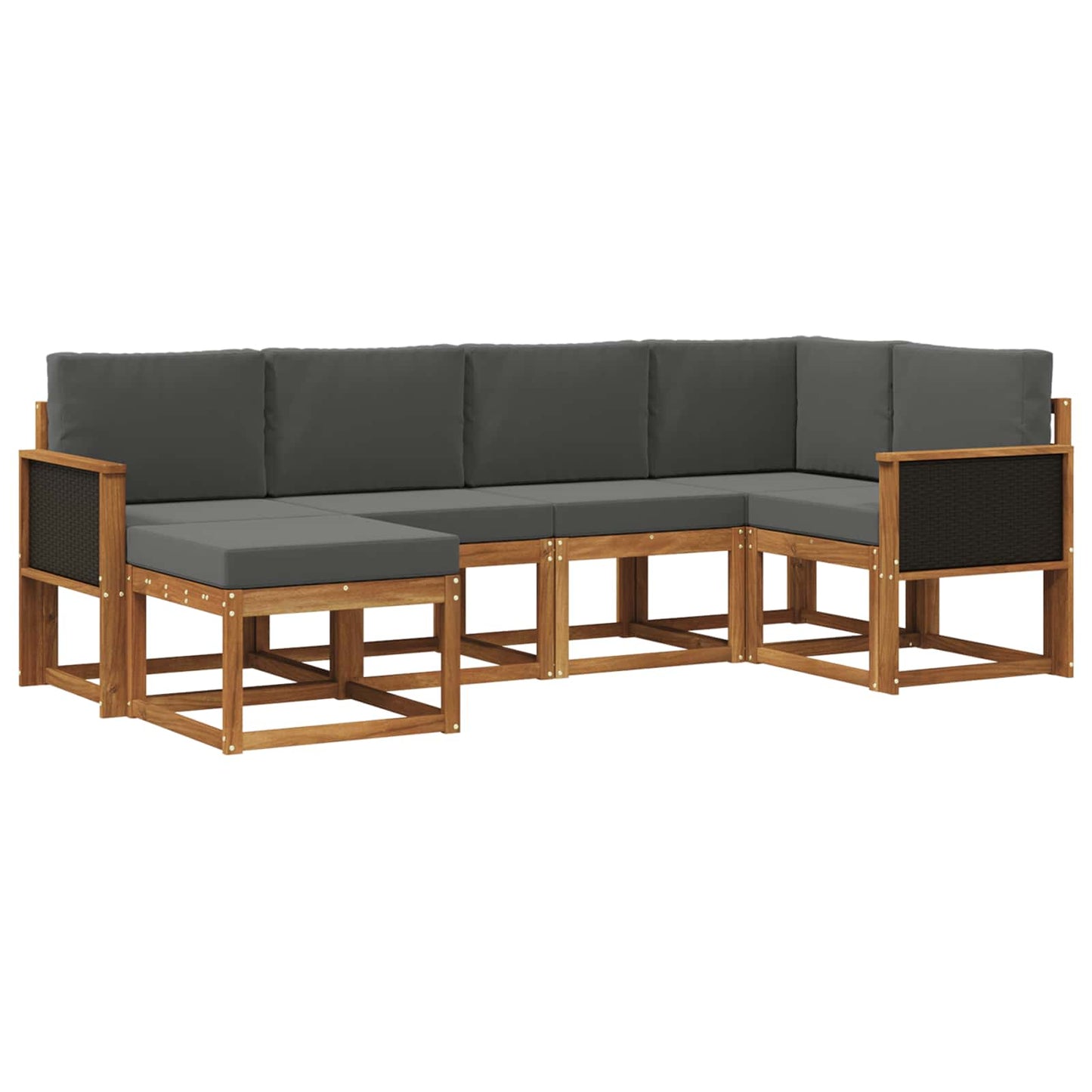 vidaXL Σειρά Καναπέ Εξωτερικού 6 pcs Φυσικό και Ανθρακί