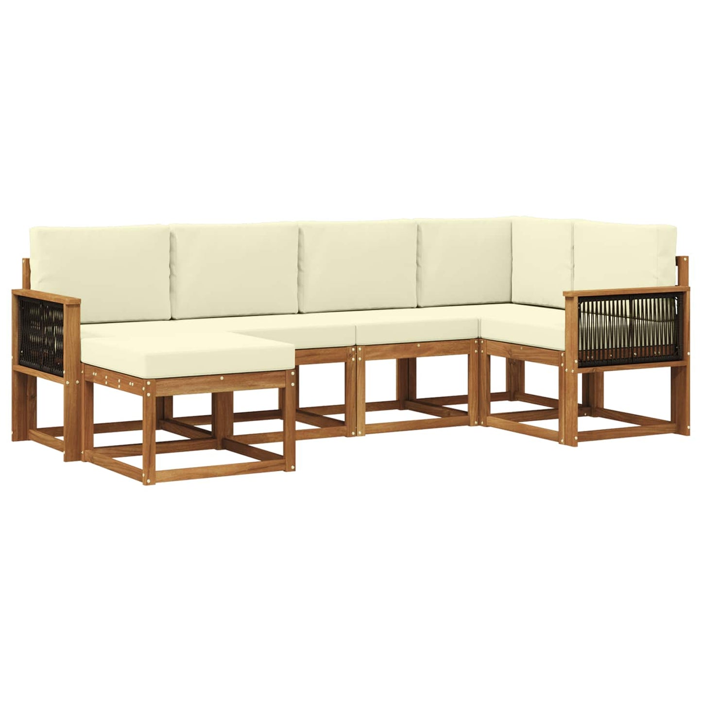 vidaXL Σειρά Καναπέ Εξωτερικού 6 pcs Φυσικό και Κρέμα