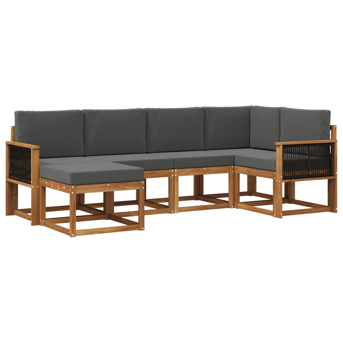 vidaXL Σειρά Καναπέ Εξωτερικού 6 pcs Φυσικό και Ανθρακί