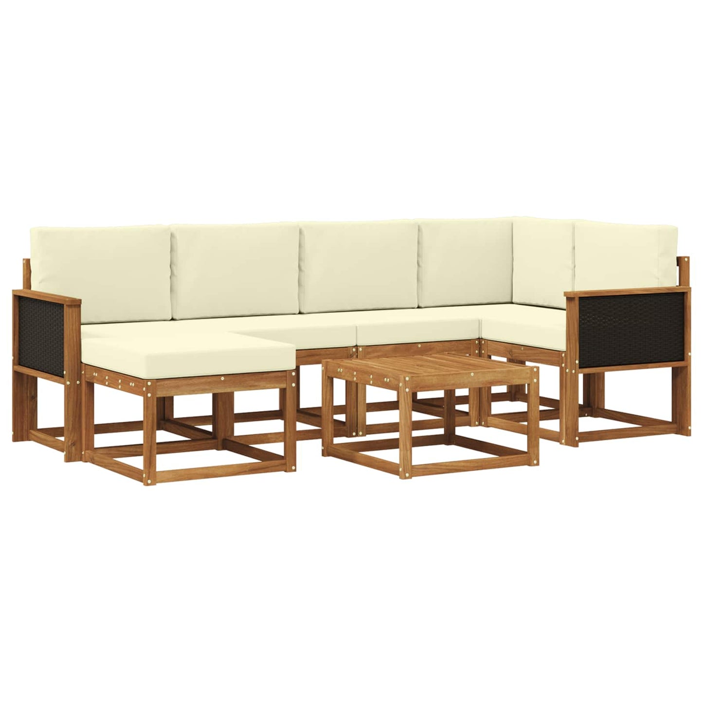 vidaXL Σειρά Καναπέ Εξωτερικού με μαξιλάρι 7 pcs Φυσικό και Κρέμα