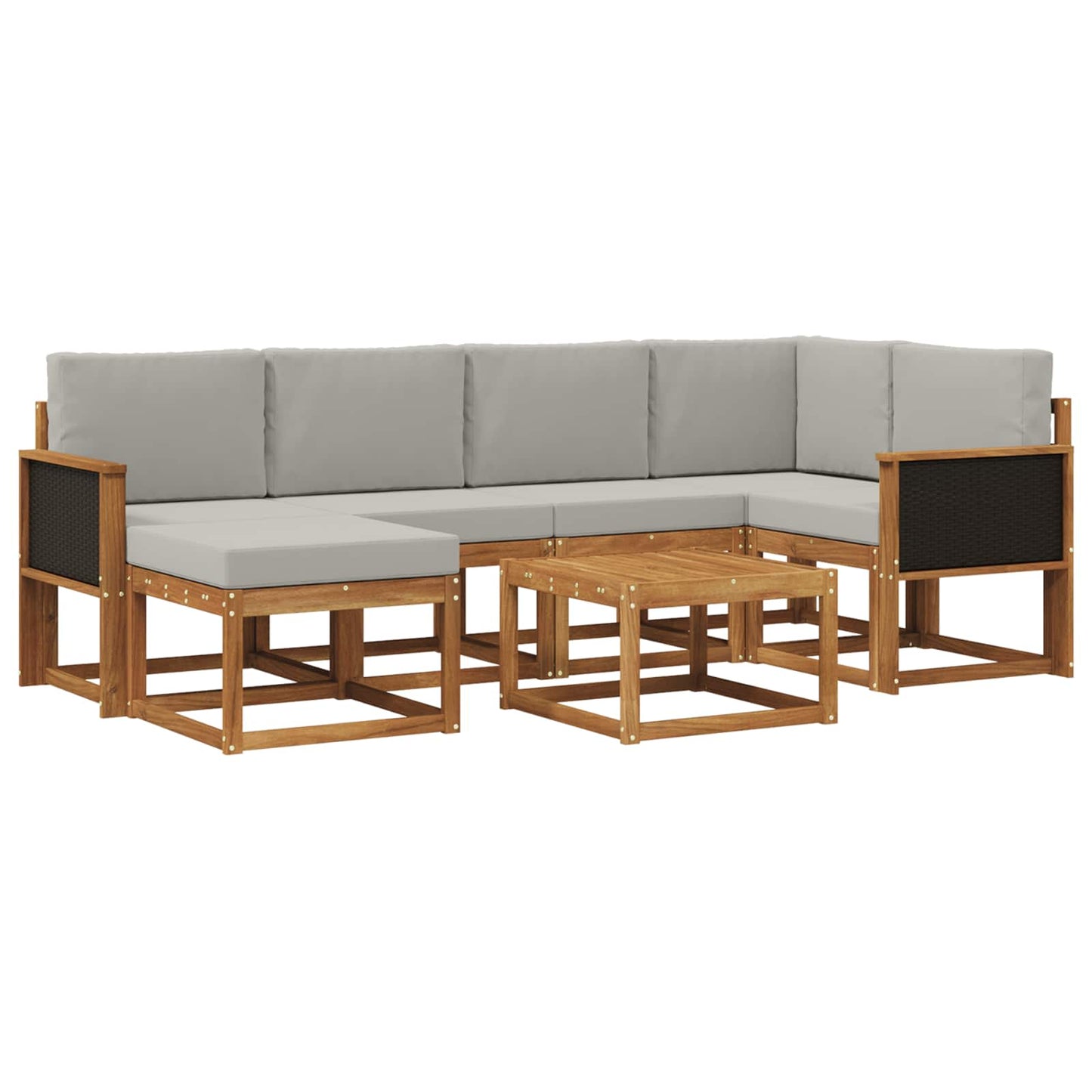 vidaXL Σειρά Καναπέ Εξωτερικού 7 pcs Φυσικό και Ανοιχτό Γκρι