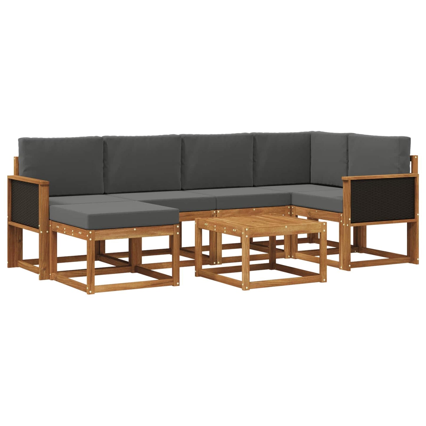 vidaXL Σειρά Καναπέ Εξωτερικού με μαξιλάρι 7 pcs Φυσικό και Ανθρακί