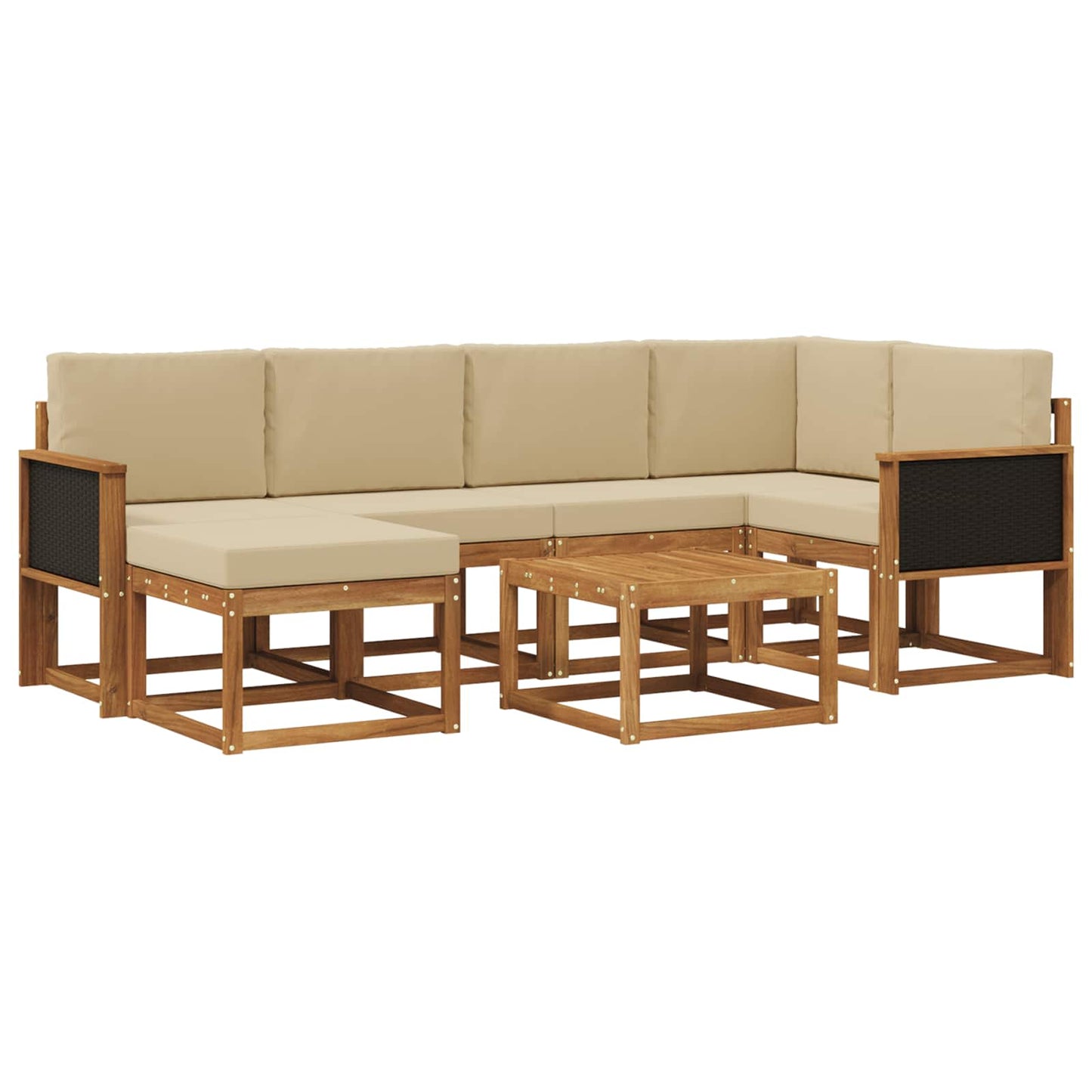 vidaXL Σειρά Καναπέ Εξωτερικού με μαξιλάρι 7 pcs Φυσικό και Μπεζ